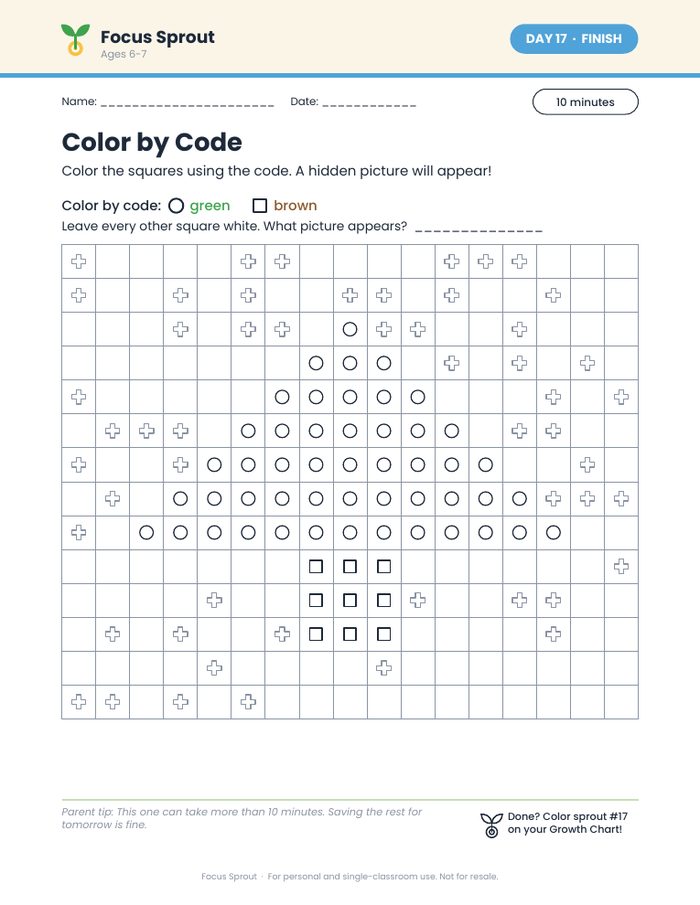 Color by Code activity page